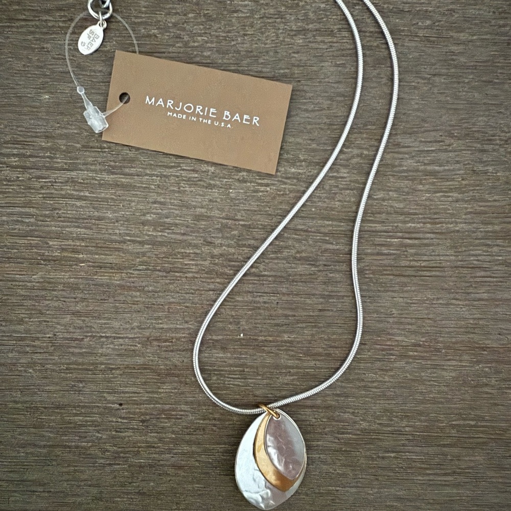 NWT Modern Silver and Gold Teardrop Necklace